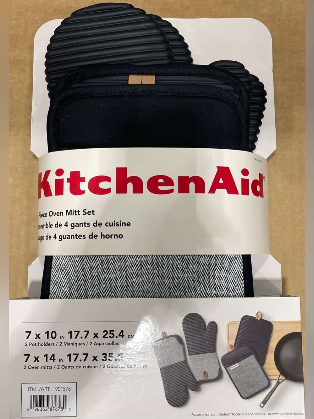 KitchenAid Black and Gray Oven Mitt and Pot Holder Set